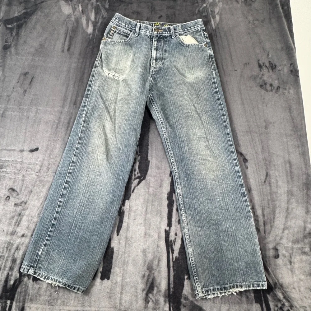 P.D. Jeans Denim Pants Boys Size 18 Blue Straight Leg Distressed Medium Wash